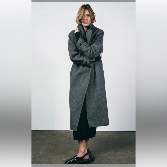 Zara Jackets & Blazers - ZARA MANTECO WOOL BLEND BELTED COAT